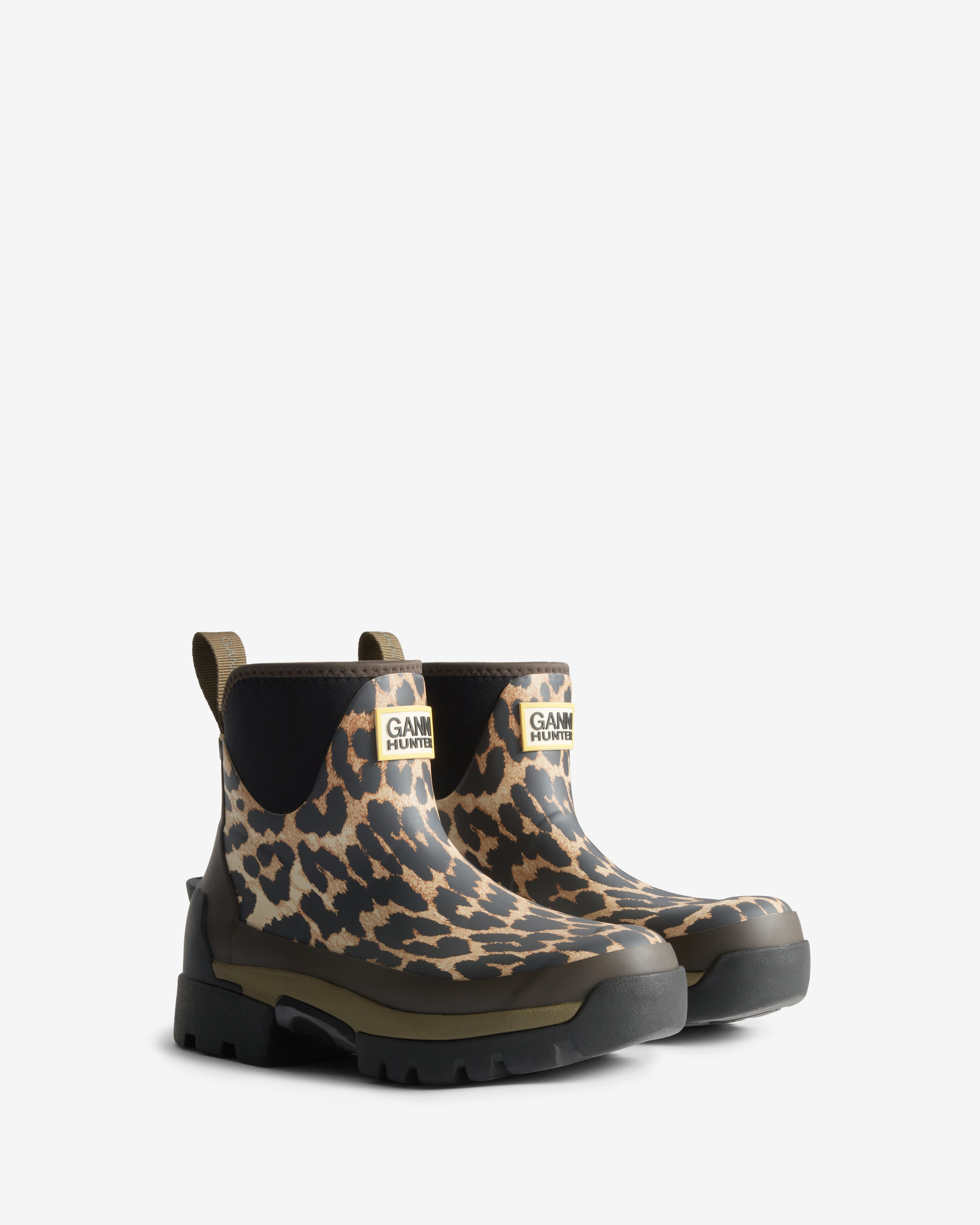 GANNI X Hunter Womens Balmoral Ankle Boot Leopard / Black