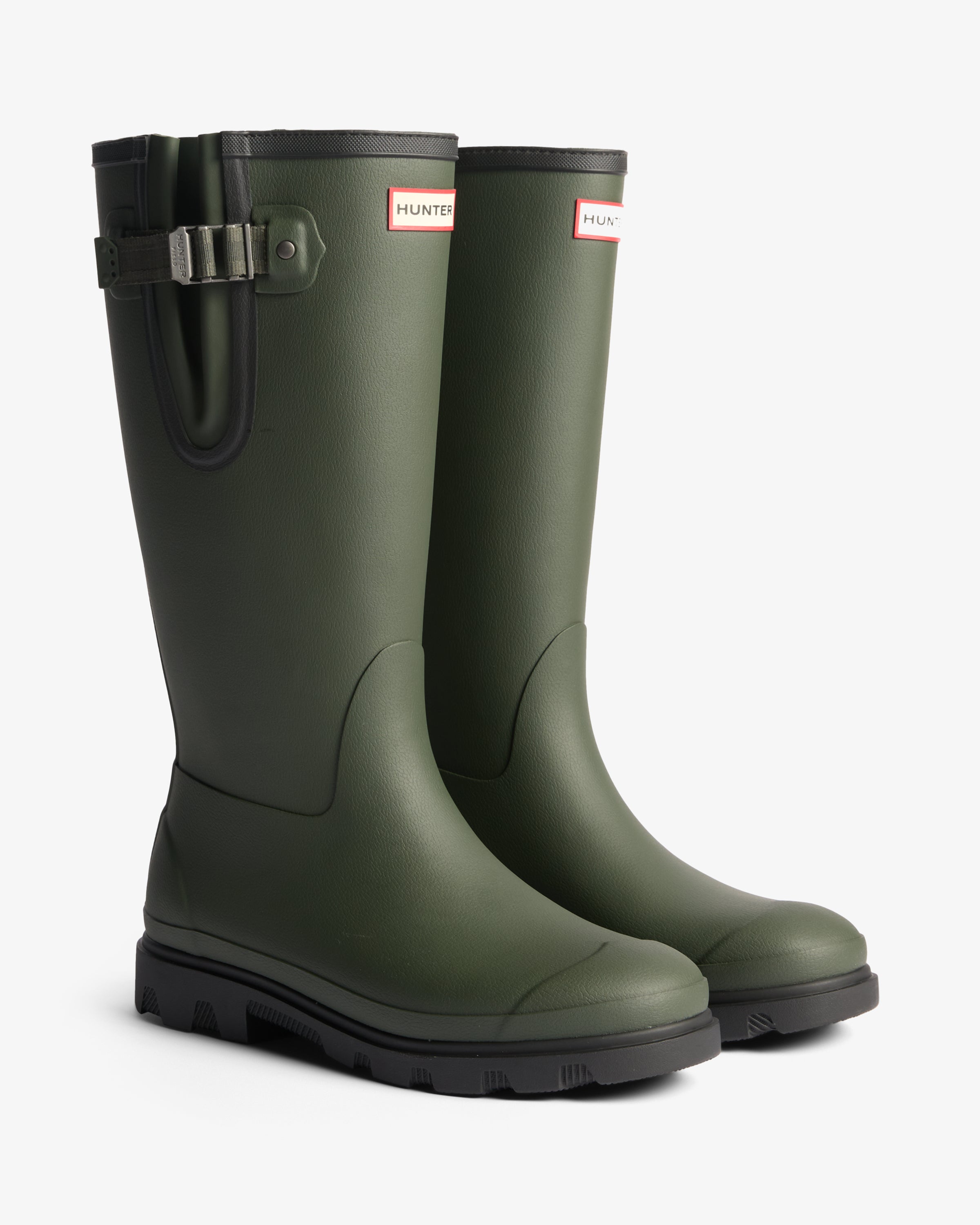 Unisex Field Downpour Tall Adjustable Neo Lined Boot Dark Olive Black