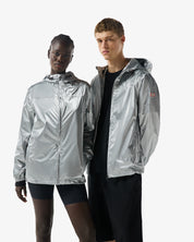 Unisex Packable Rain Jacket Metallic Silver
