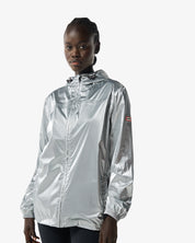 Unisex Packable Rain Jacket Metallic Silver