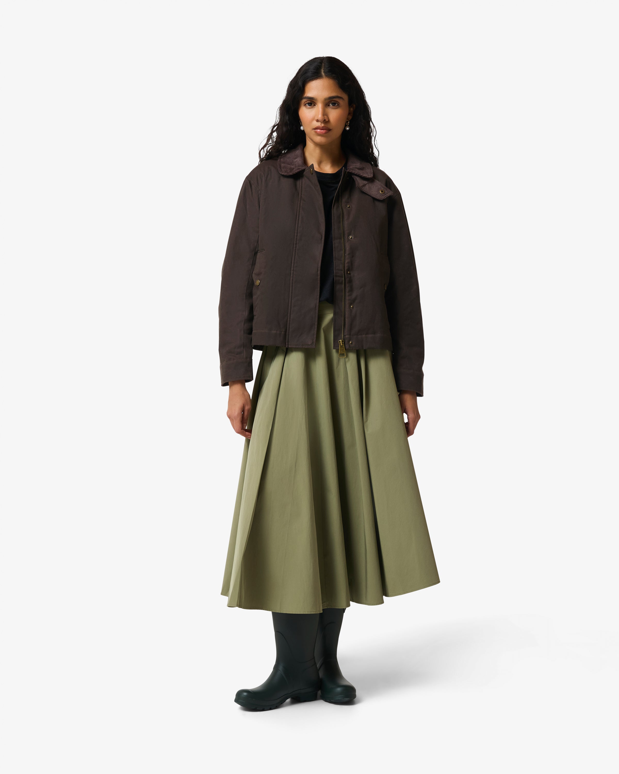 Leith Oversized Waxed Jacket Chocolate Brown