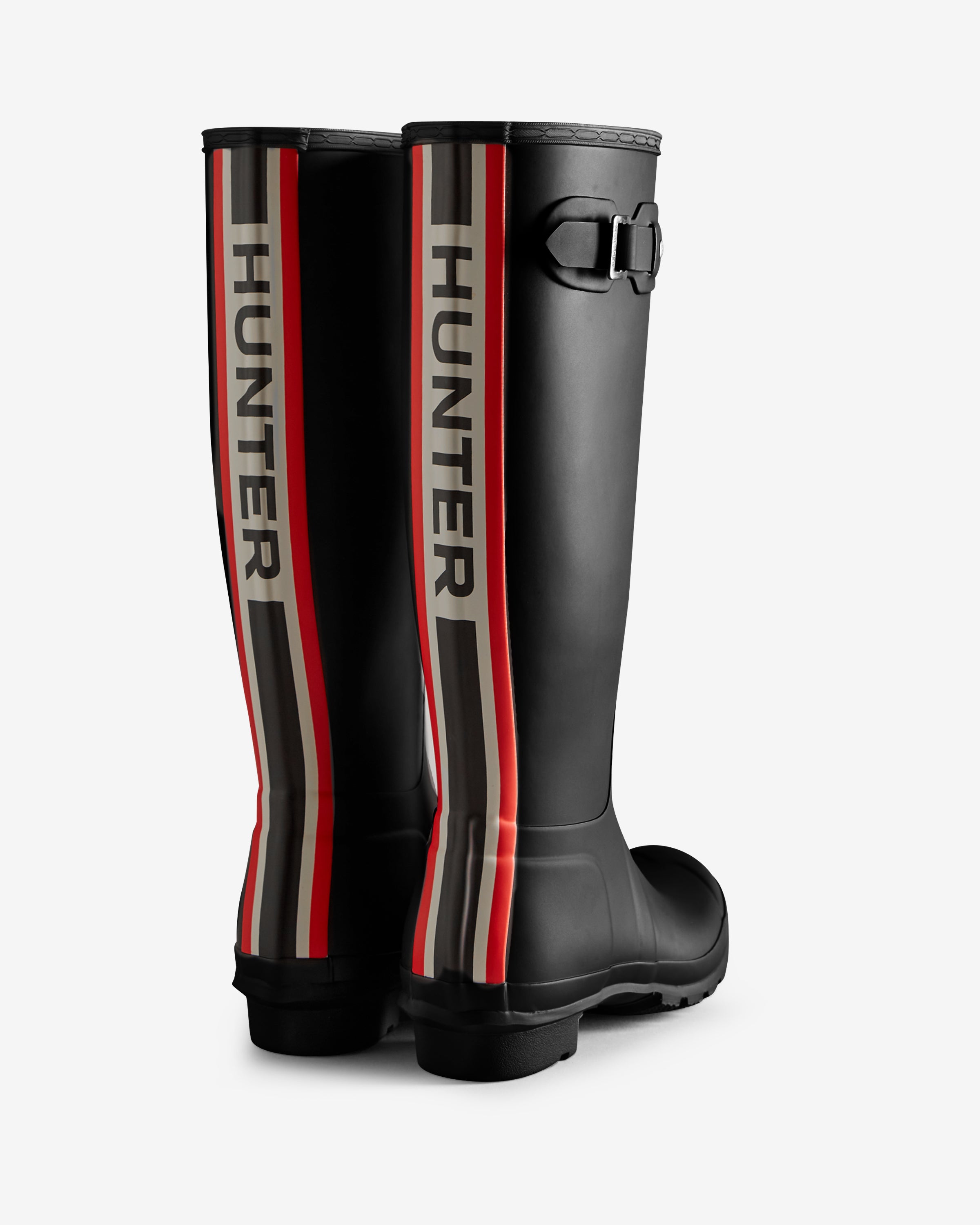 Women's Tri-Colour Logo Backstrap Tall Boots Black