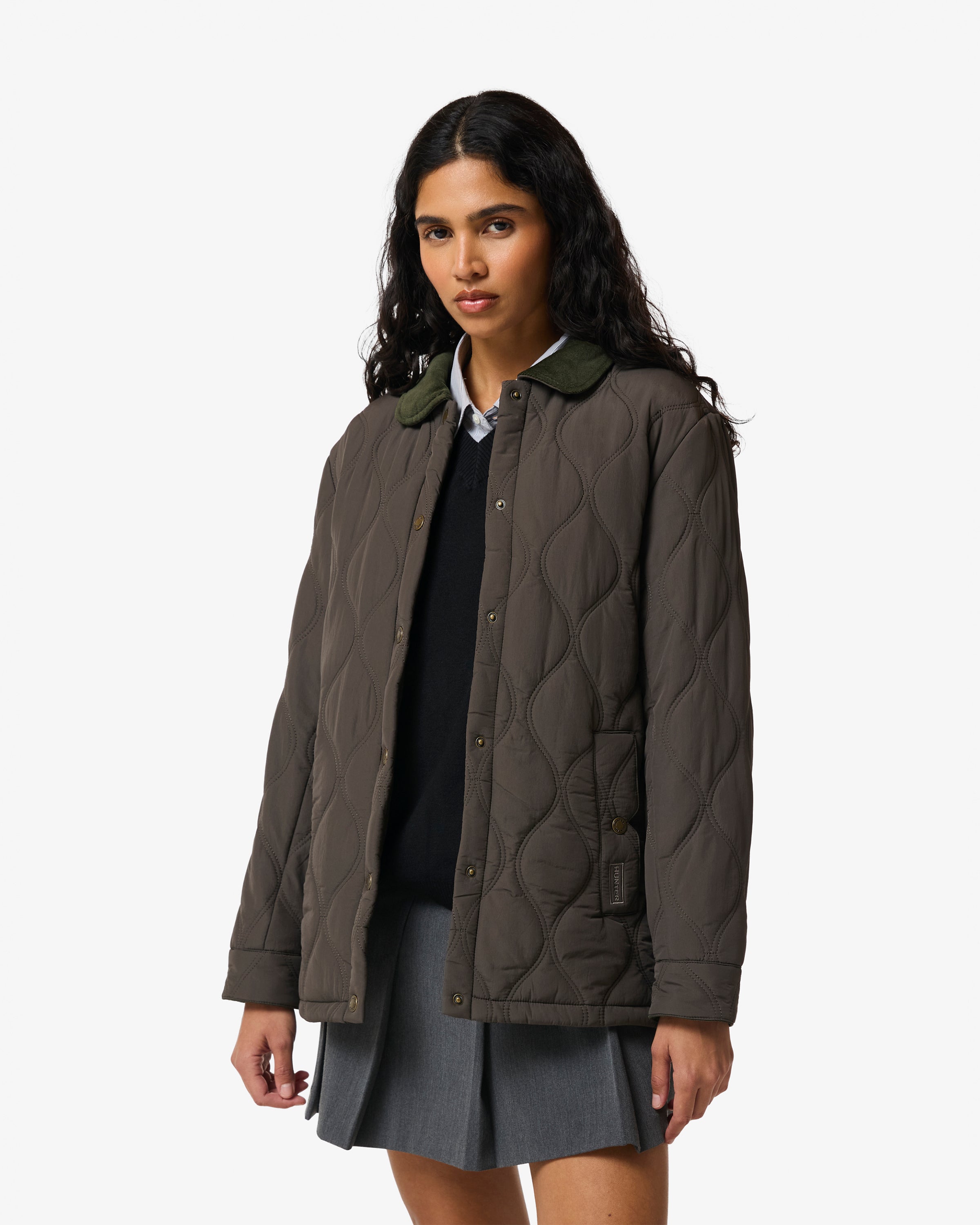 Witton Quilted Shacket Chocolate Brown
